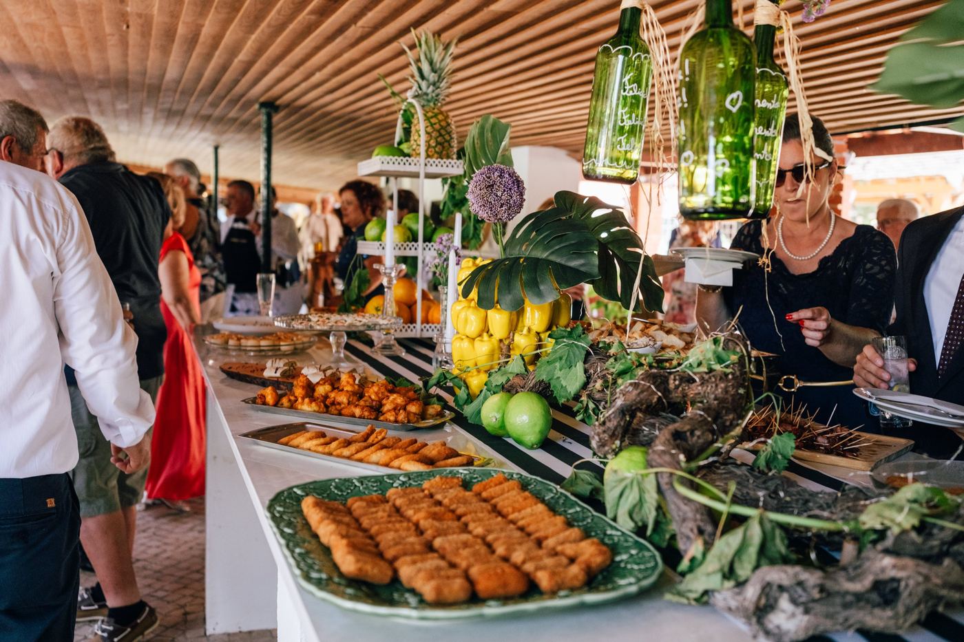Buffet de entradas no alpendre